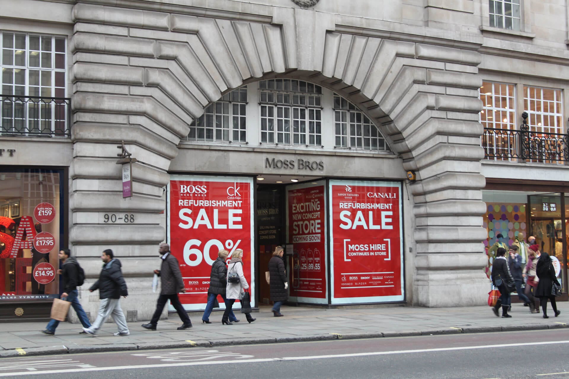 Moss Bros Regent Street, Exterior Cleaning in London