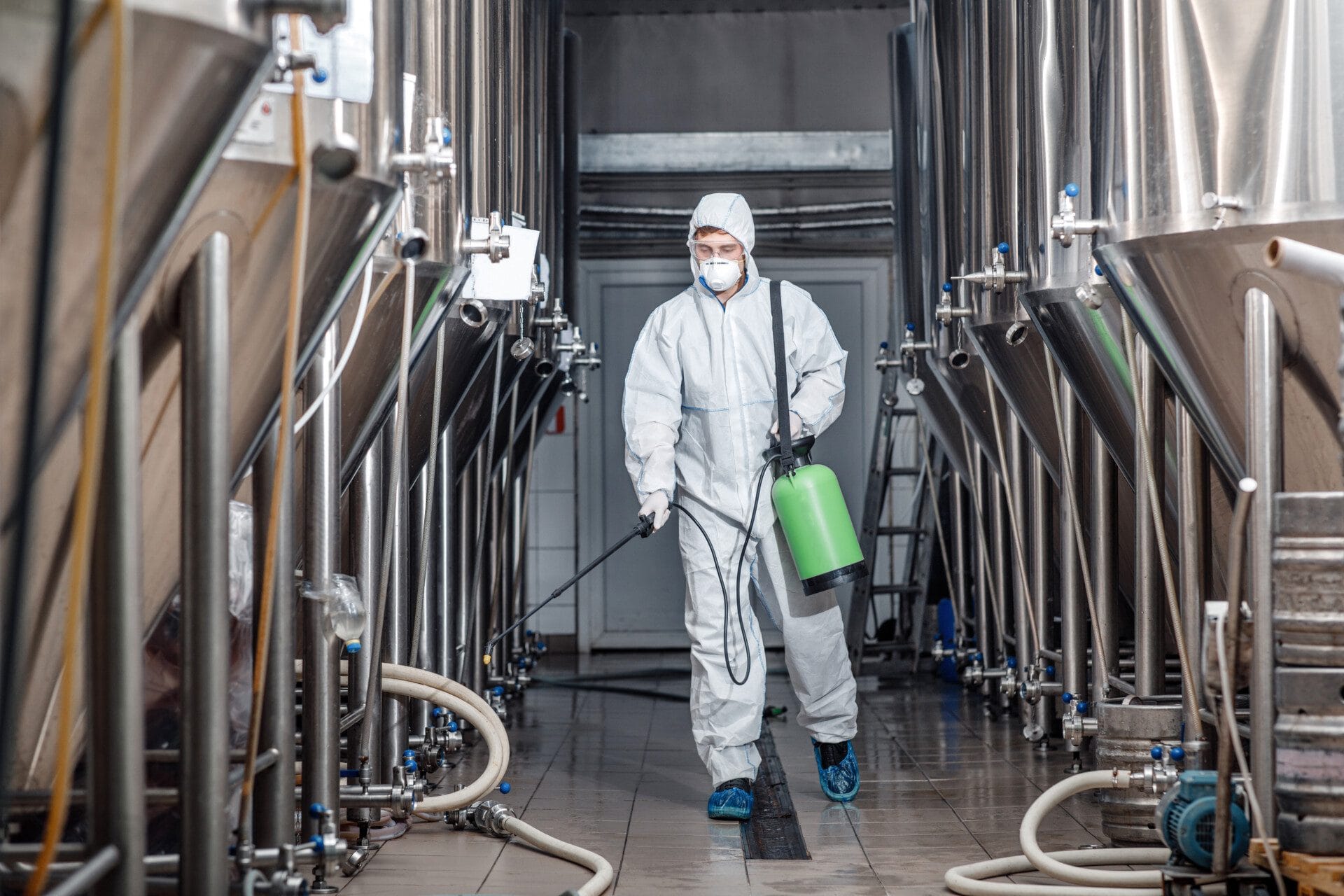 Spraying a brewery during a big industrial clean by Encanto