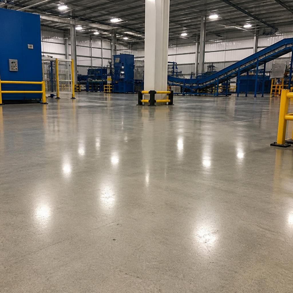 Industrial floor with oil stains removed