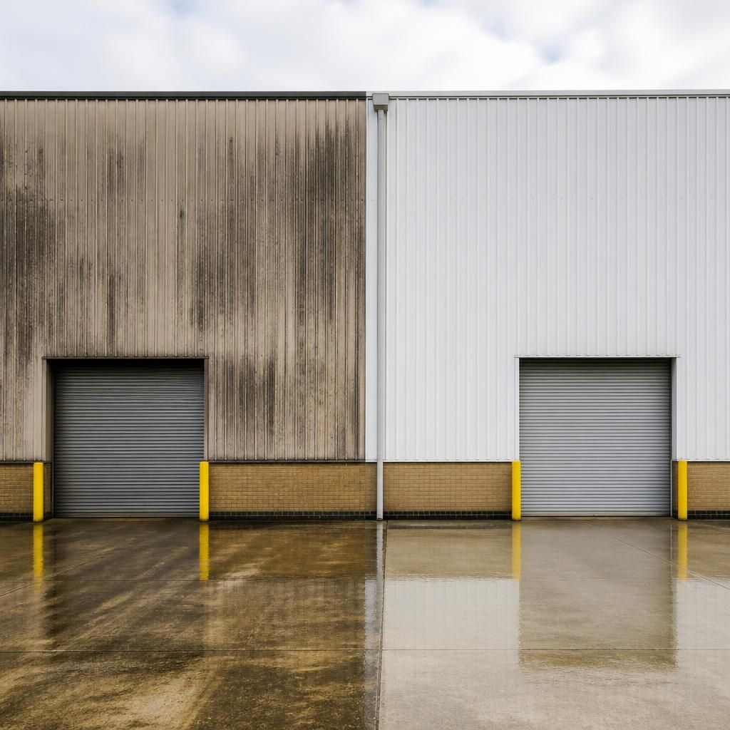 Façade before and after cleaning