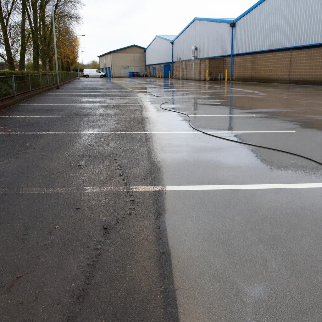 Car park before and after cleaning