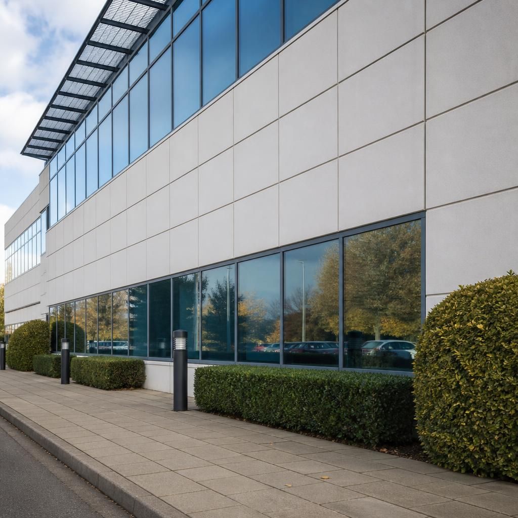 Building facade after pressure cleaning