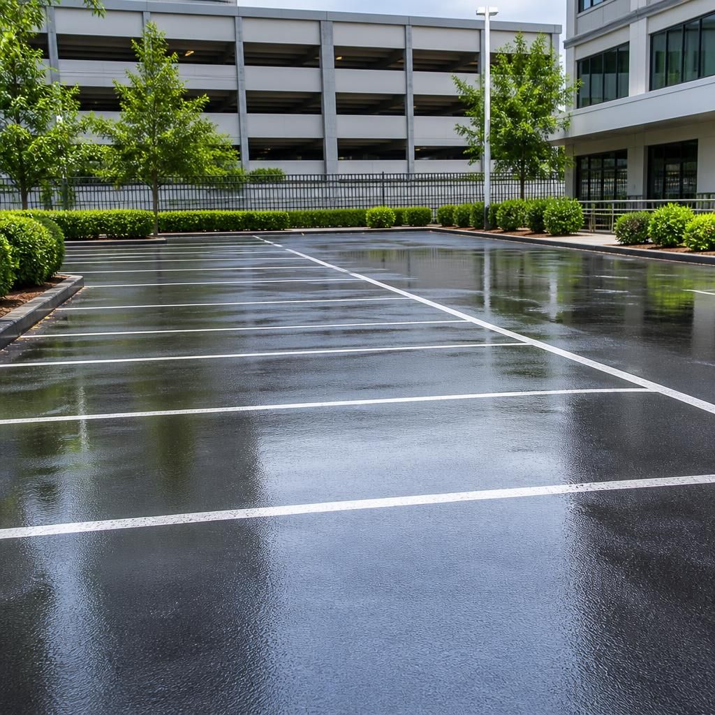 Clean car park after pressure washing