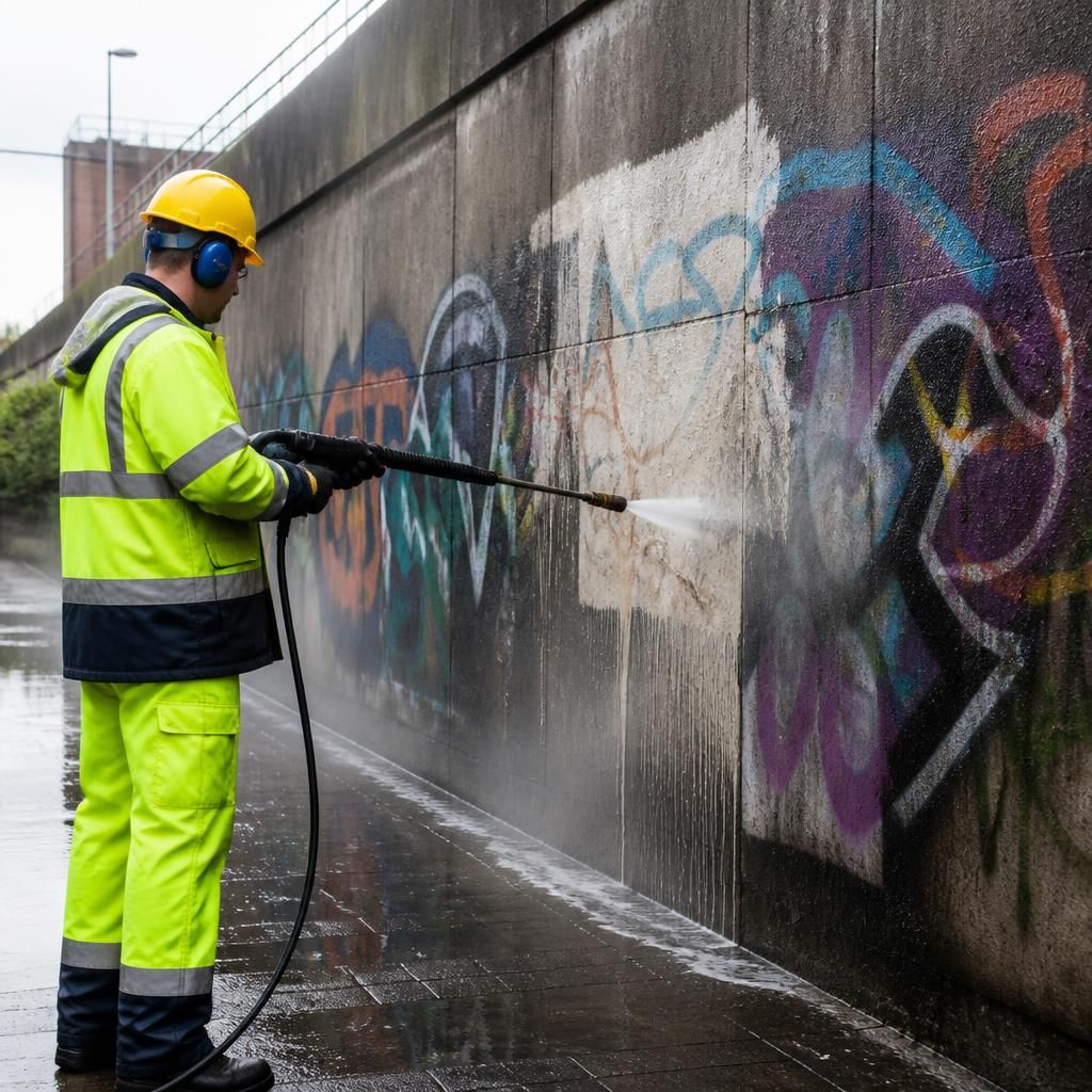 Graffiti removal from a wall