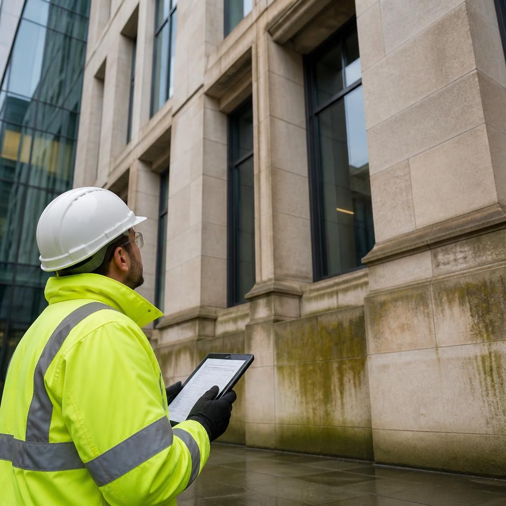 Assessing building materials before cleaning