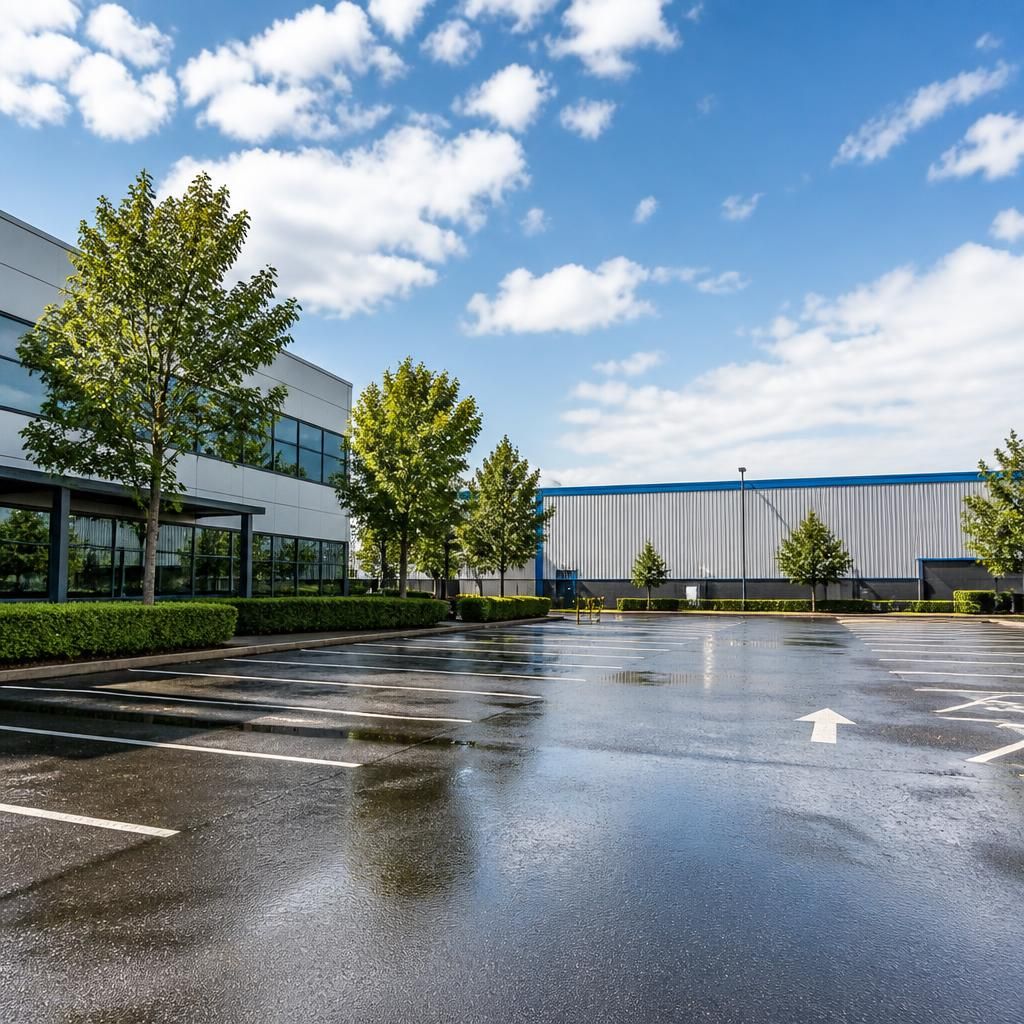 Clean and maintained commercial car park