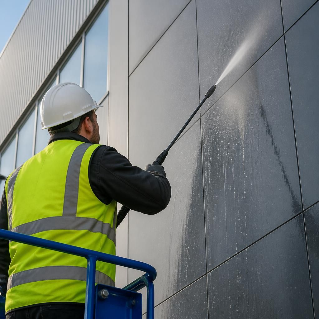 Cleaning cladding on a building