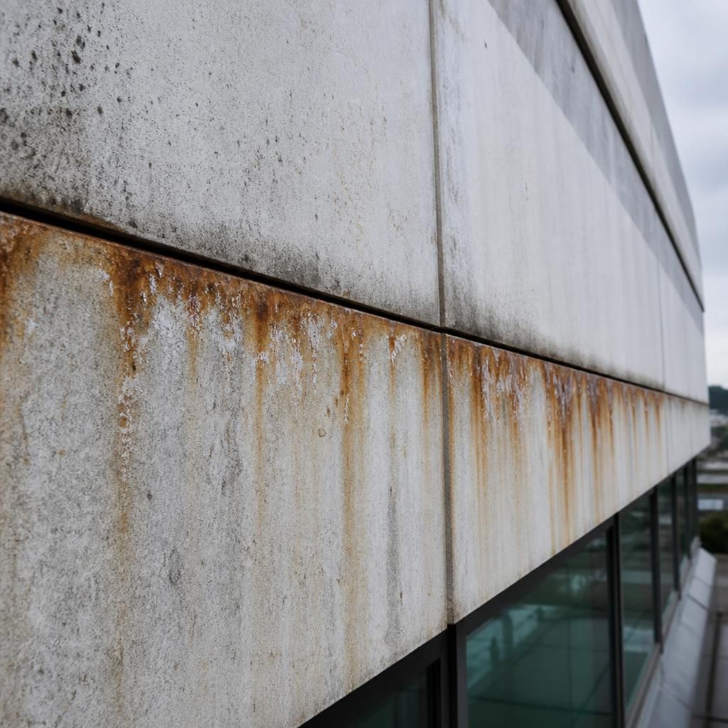 Building facade exposed to salt corrosion