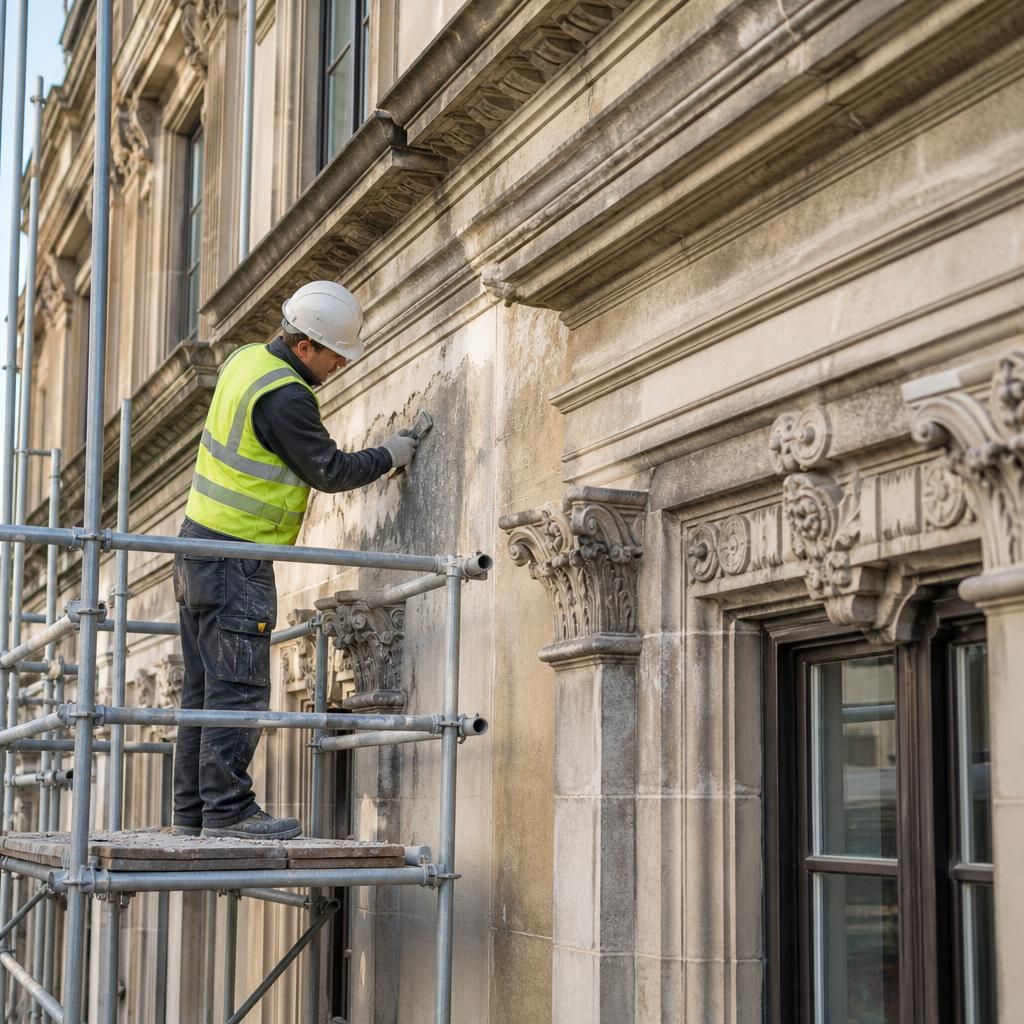Restoration work on a classic facade
