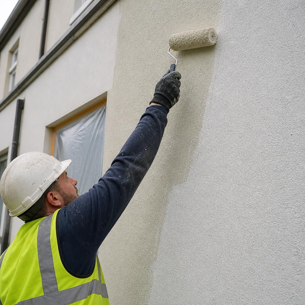 Application of protective coating to a stucco wall