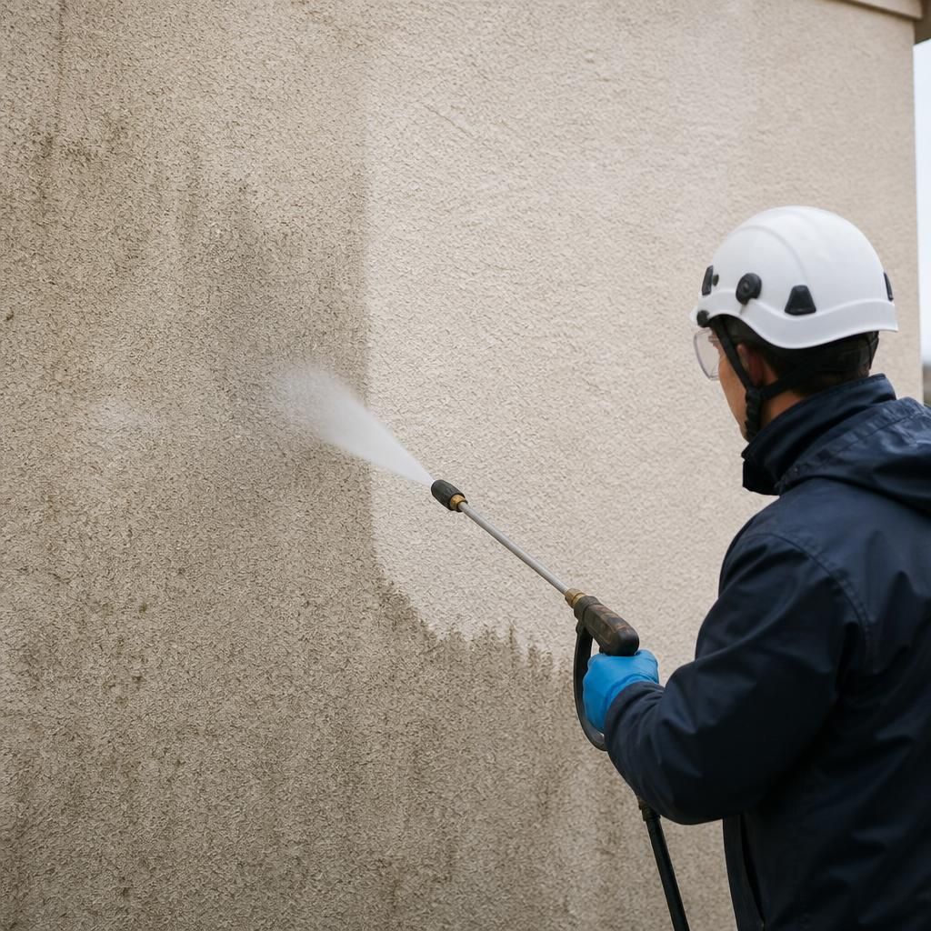 Restoration of colour on a rendered wall