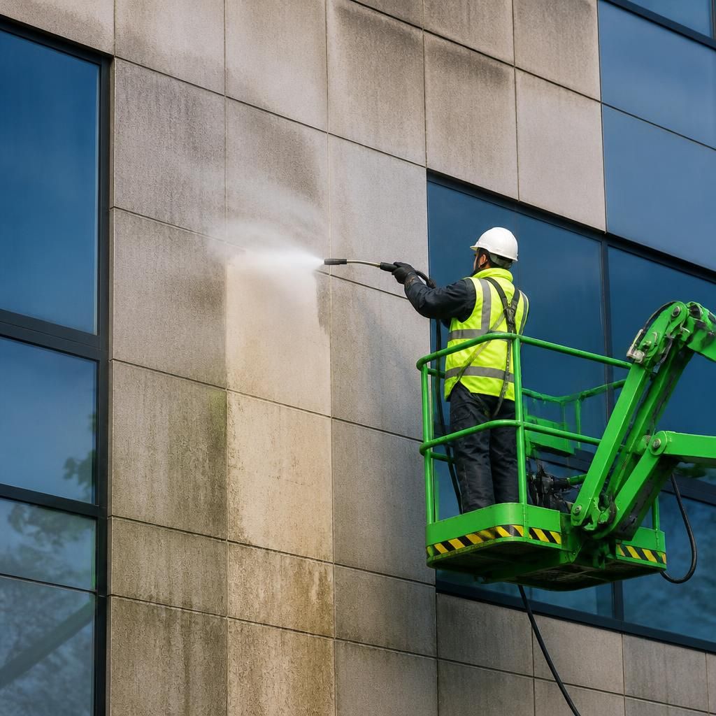 Eco-friendly cleaning of a building facade