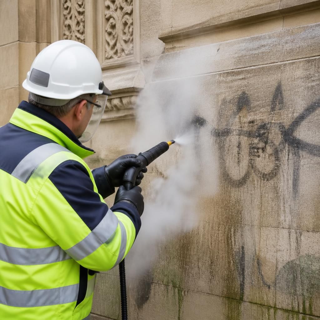 Steam cleaning graffiti from a delicate surface