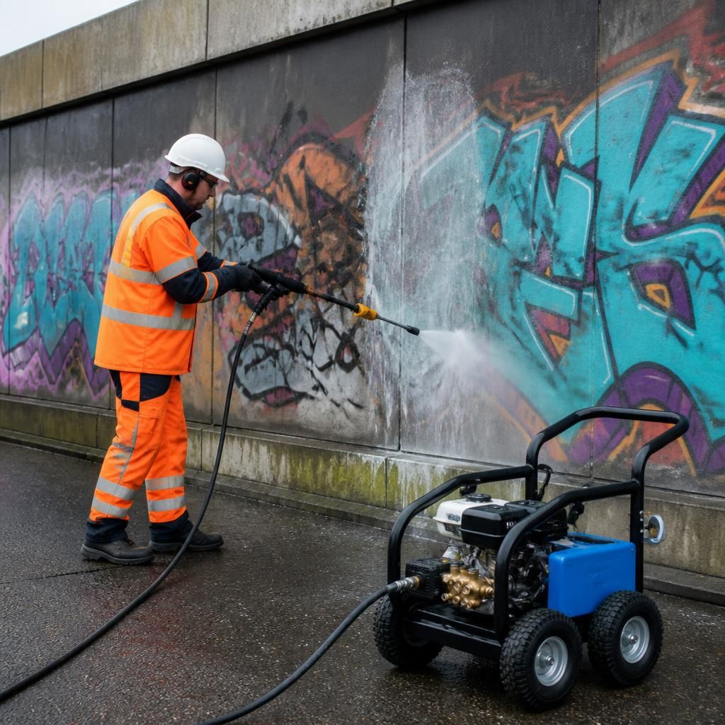 Advanced equipment used in graffiti removal