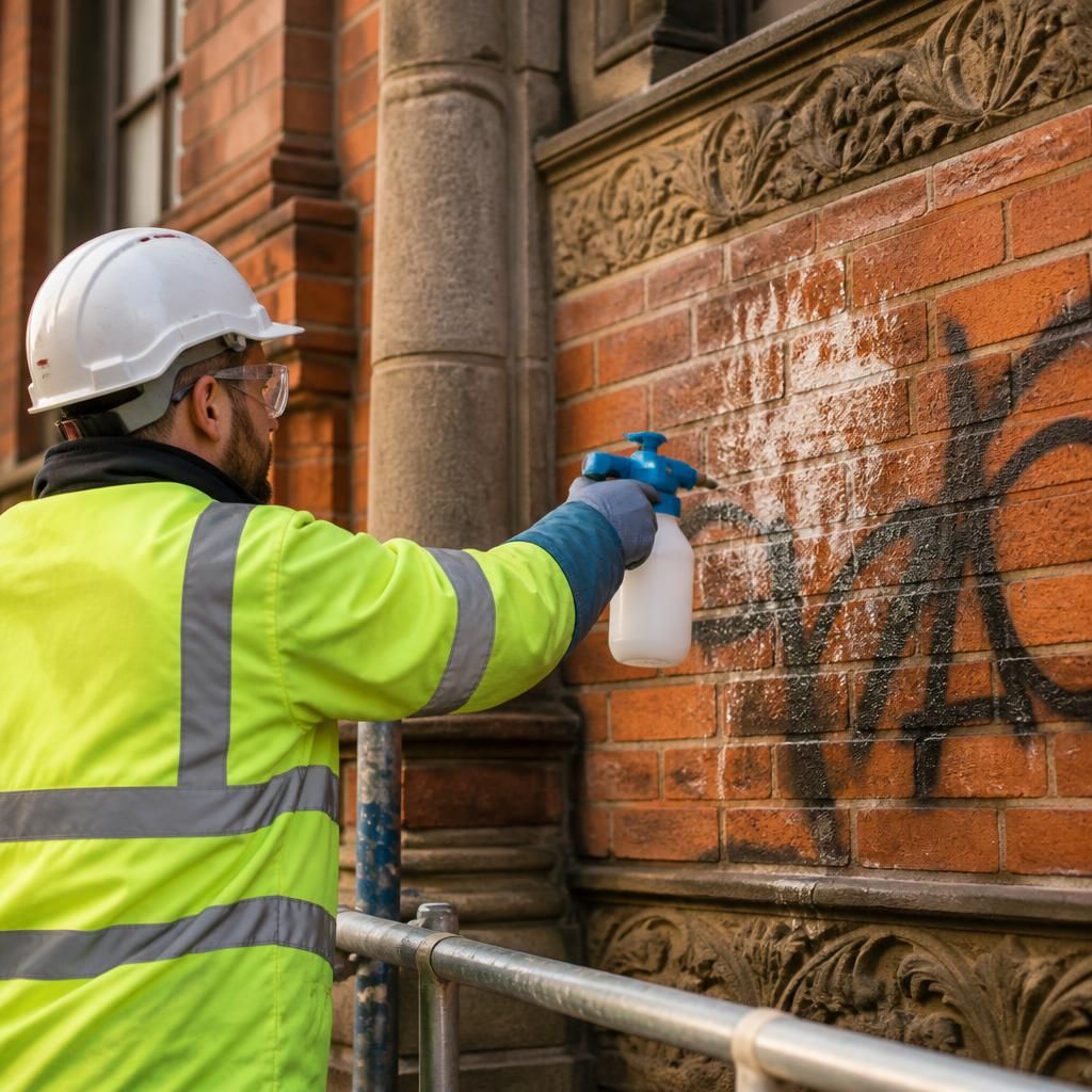 Safe application of cleaning agents on historic brick facade