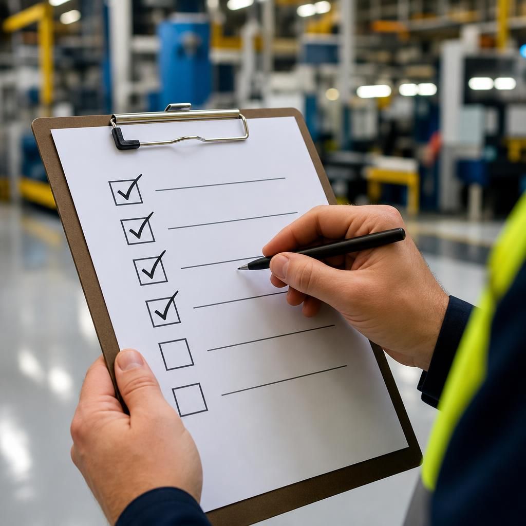 A compliance checklist being marked off