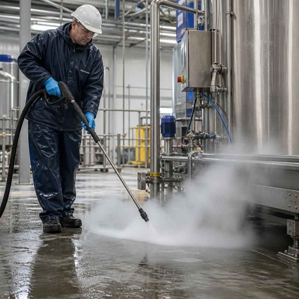 Steam cleaning application in an industrial setting
