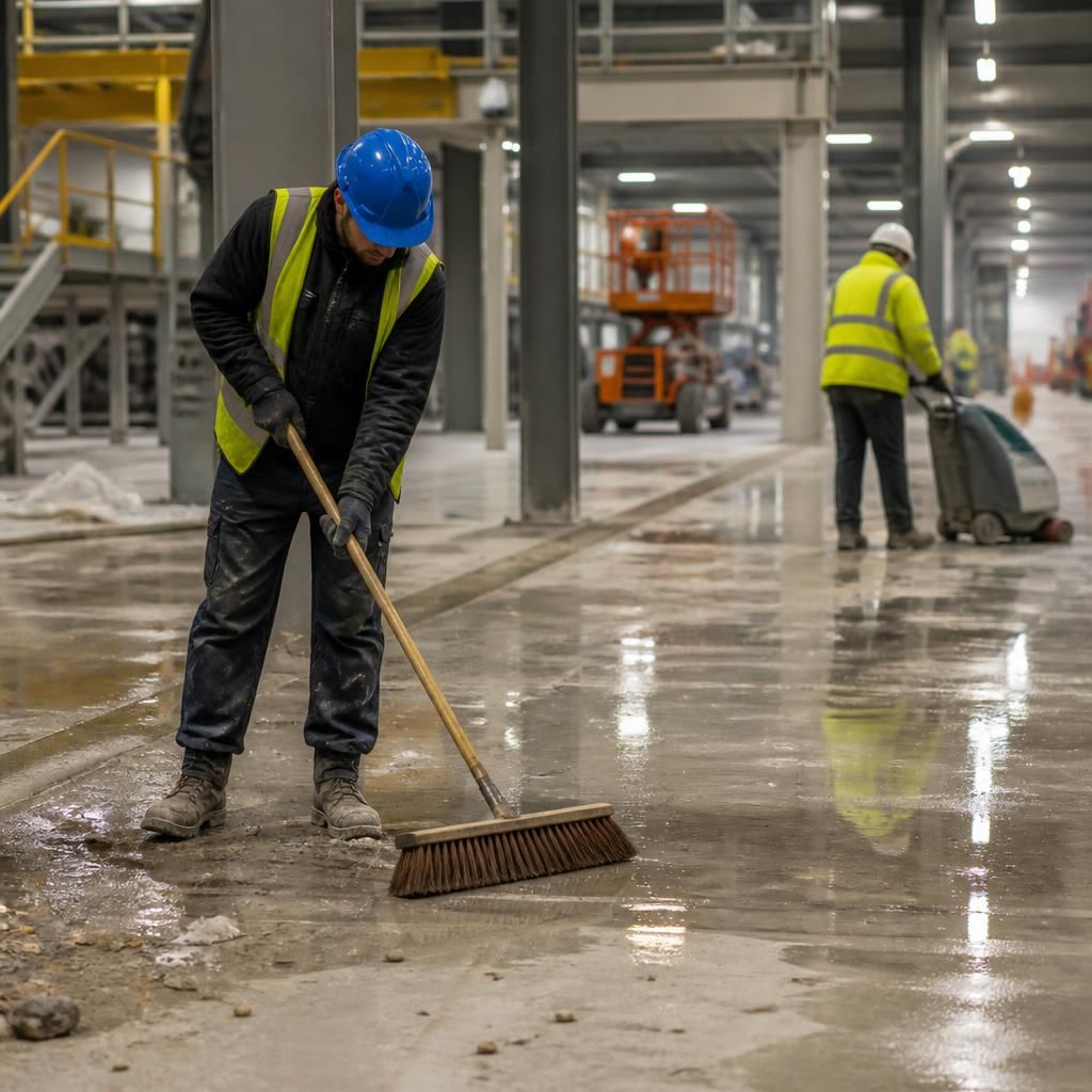 Post-construction site cleanup in progress