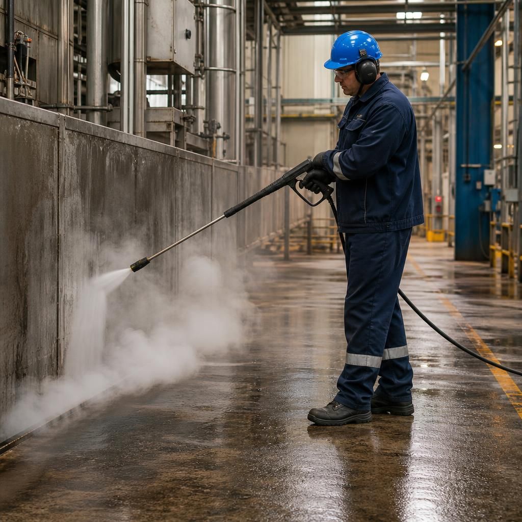 Steam cleaning in an industrial setting