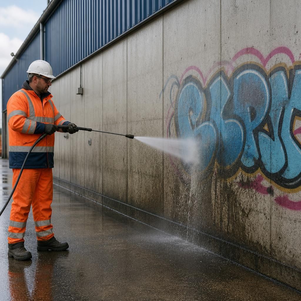 Graffiti removal from industrial property