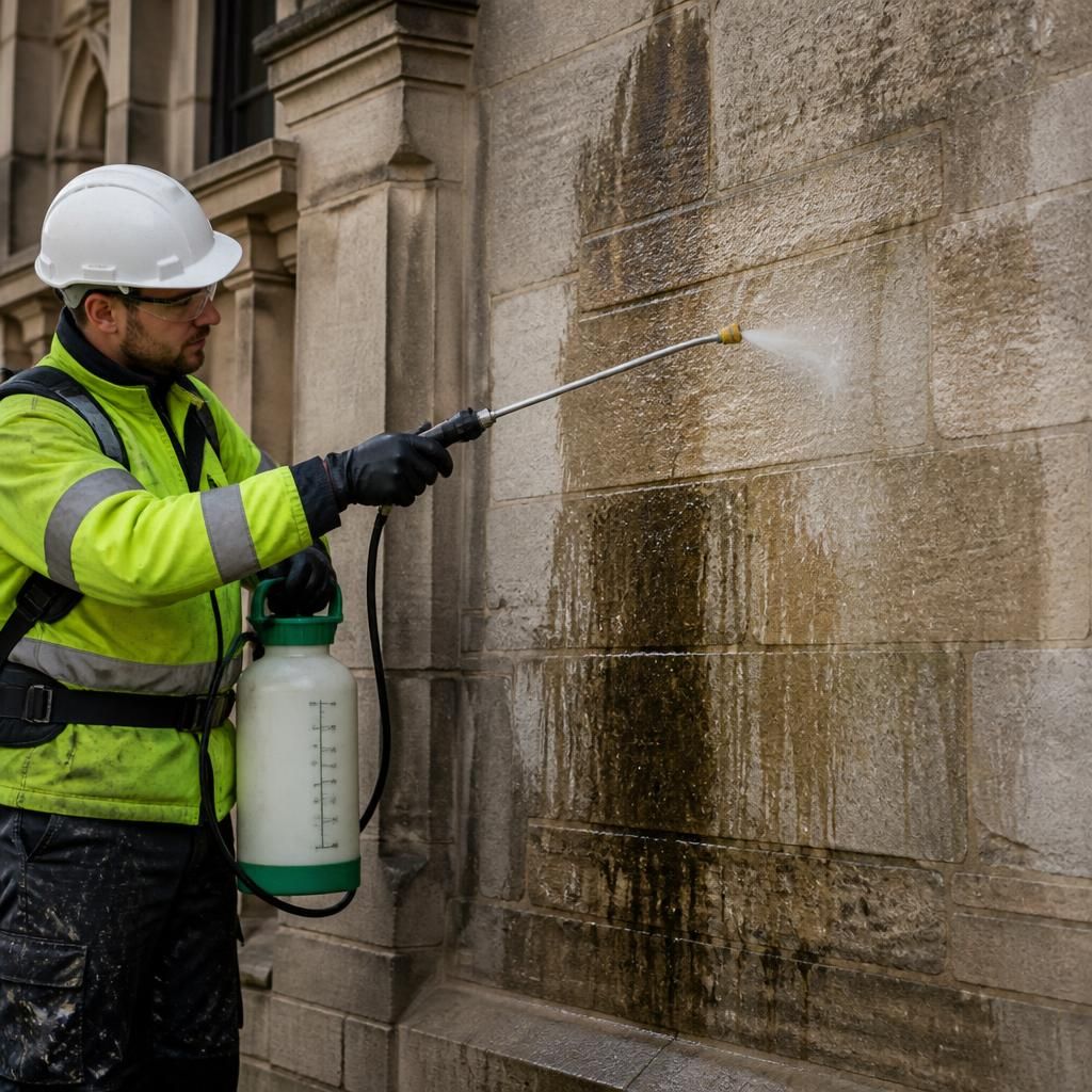 Application of bio cleaning agent on stone surface