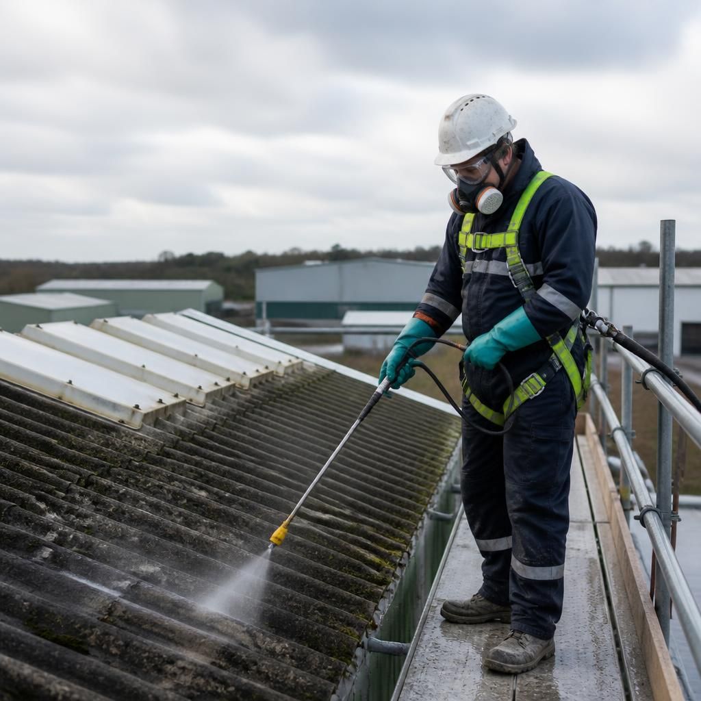 Technician with safety gear