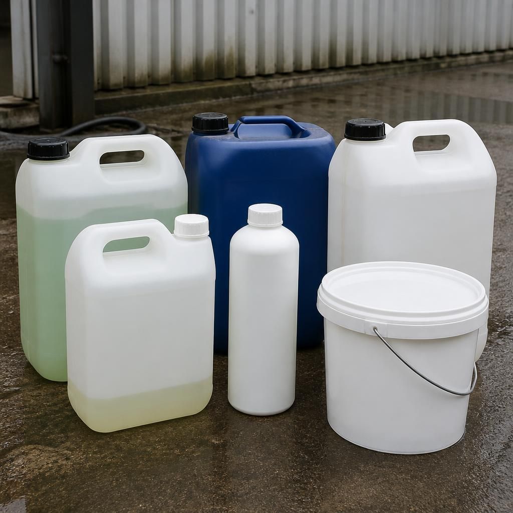 Different biocide product containers