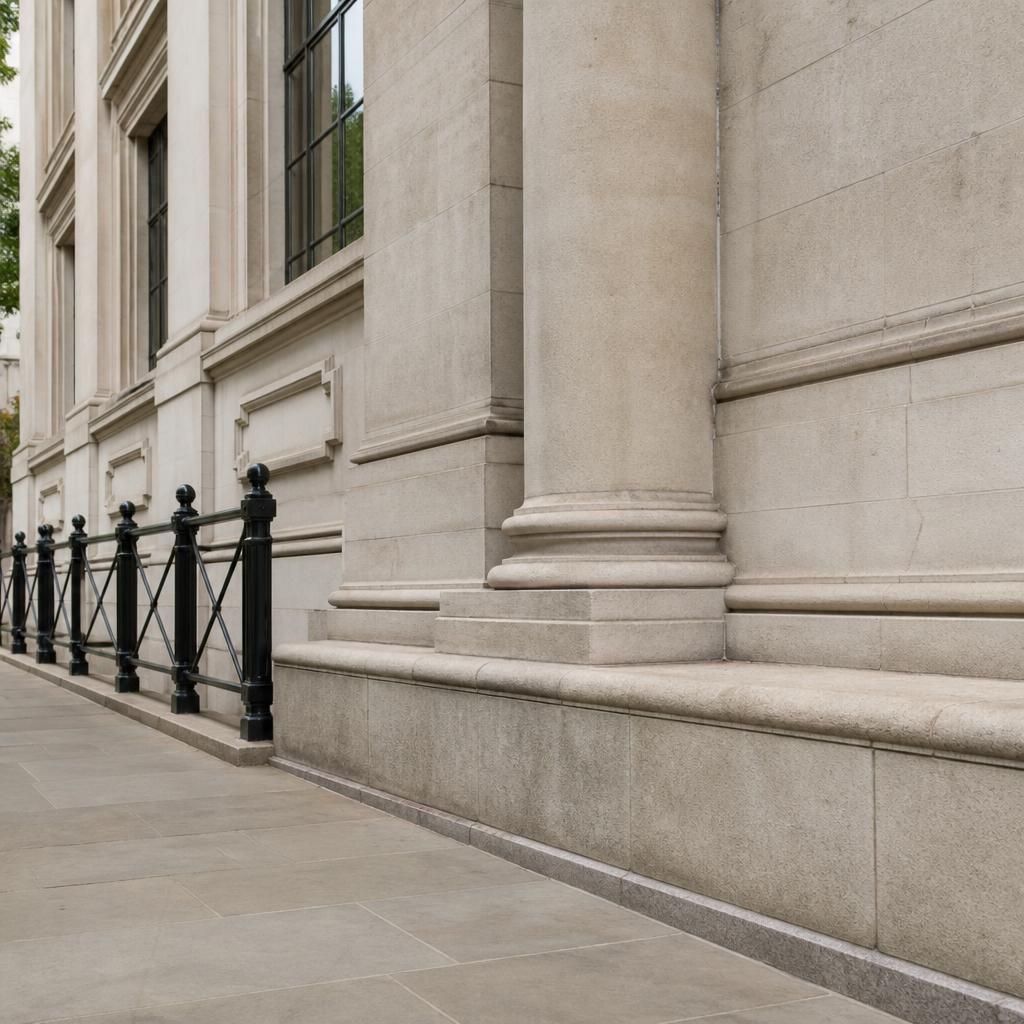 Well-maintained stone façade