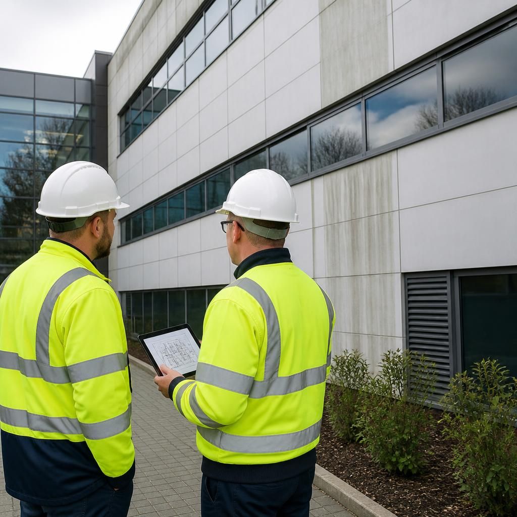 Exterior building cleaning site assessment